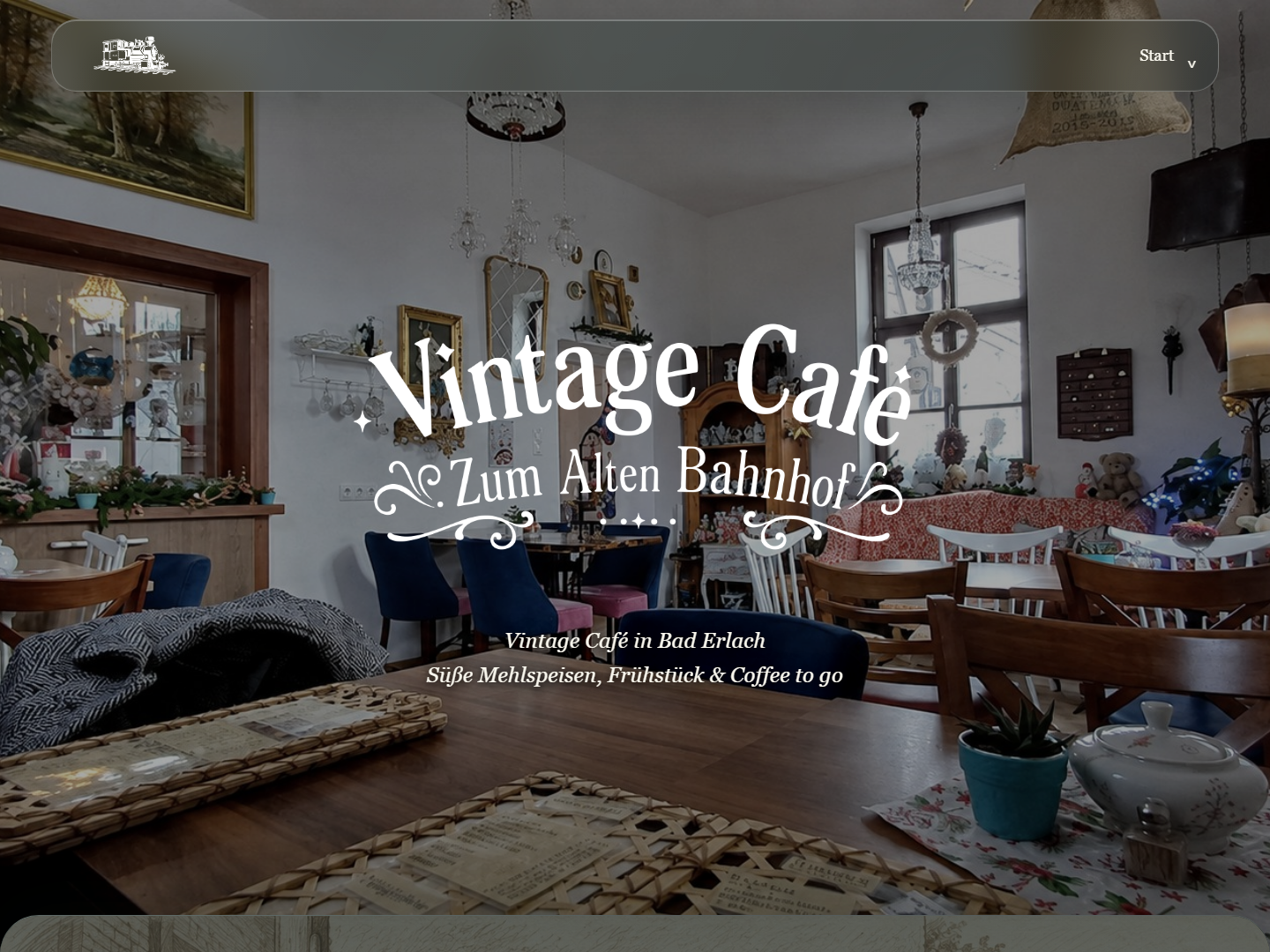 Website-Vorschau des Vintage Café Zum Alten Bahnhof in Bad Erlach